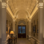 heritage hall with lighting to architectural features