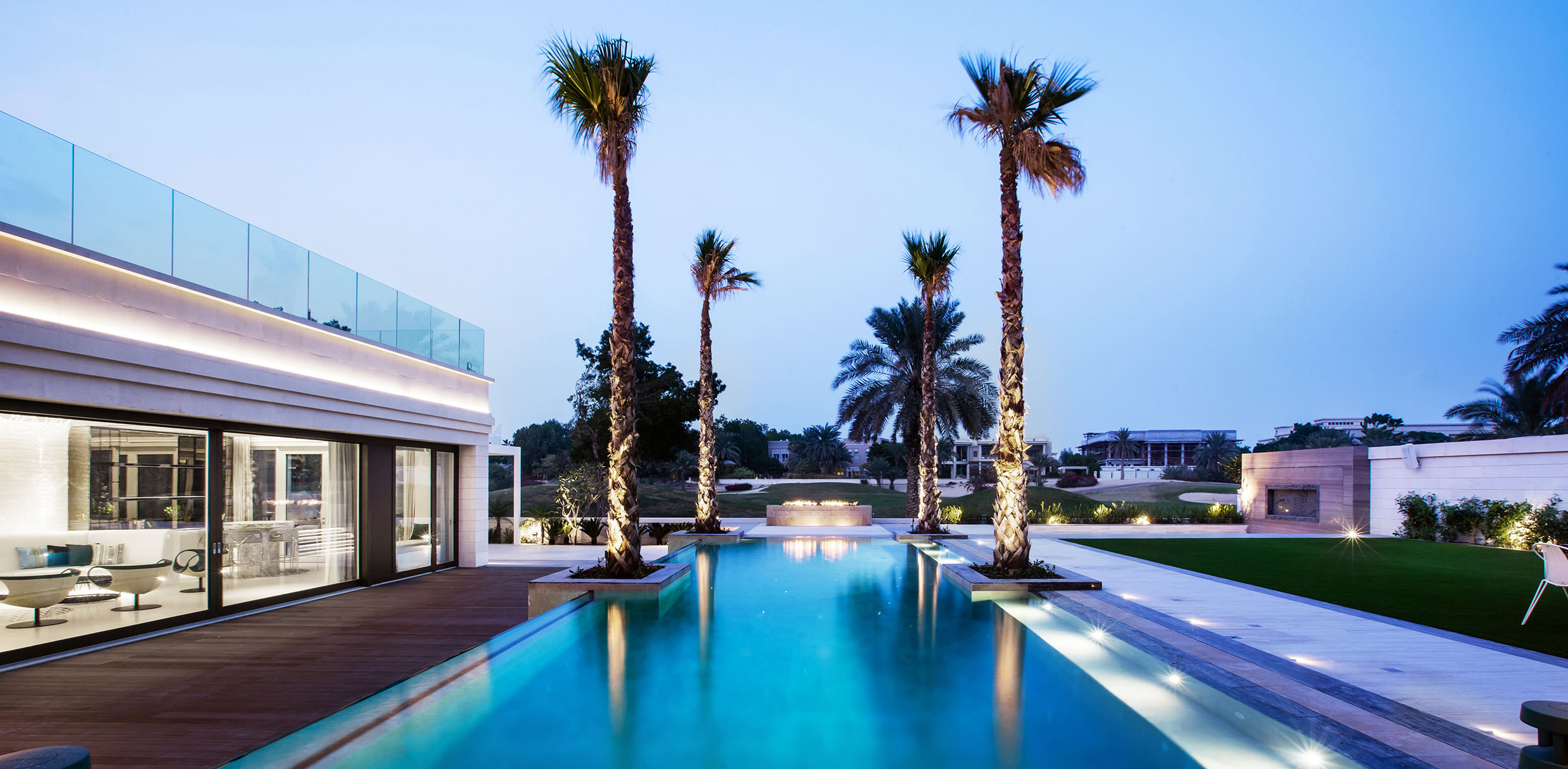 SWIMMING POOL WITH PALM TREES image