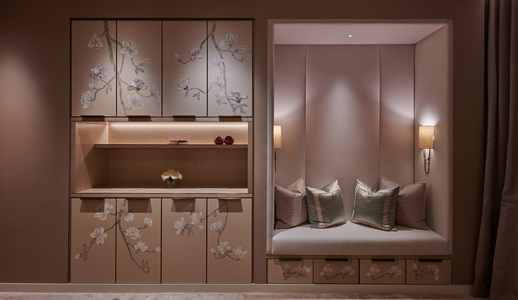luxurious seating area with joinery and lighting