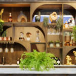 bar joinery unit with back lighting and downlighting