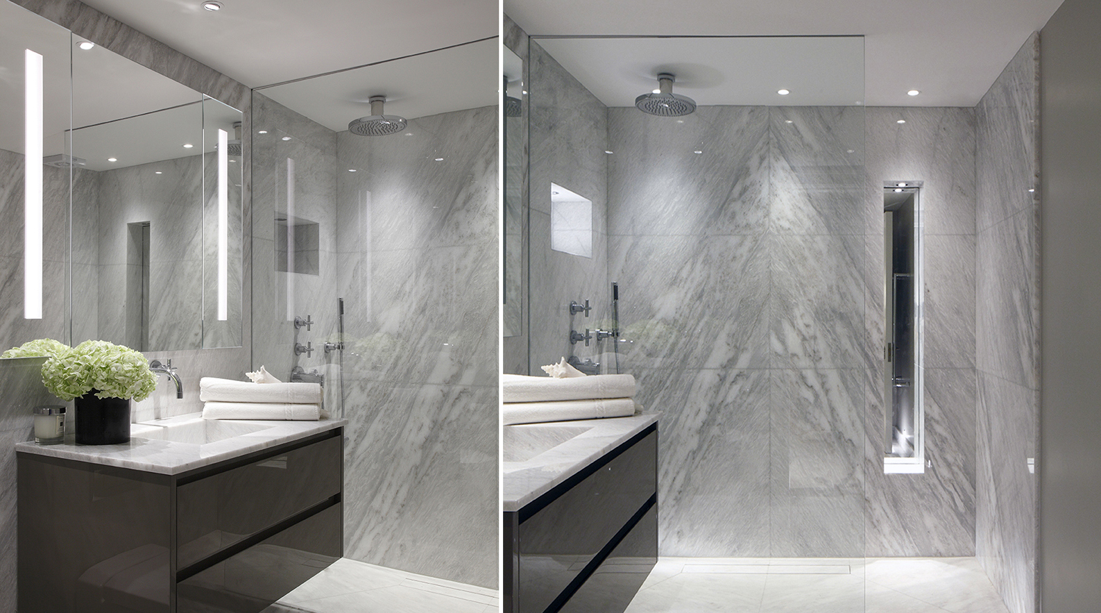 WHITE MARBLE SHOWER BATHROOM image