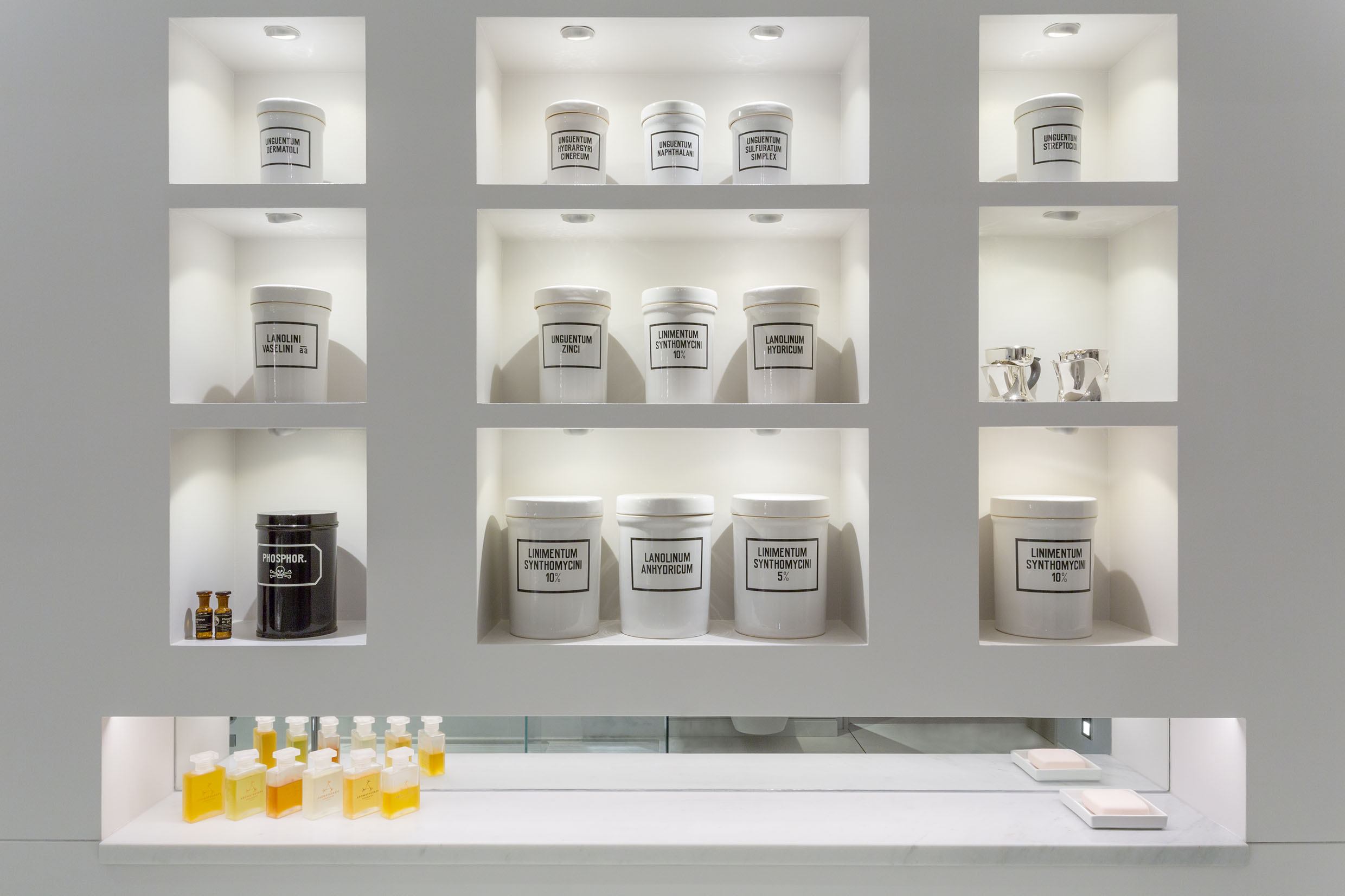 WHITE BATHROOM SHELVES image