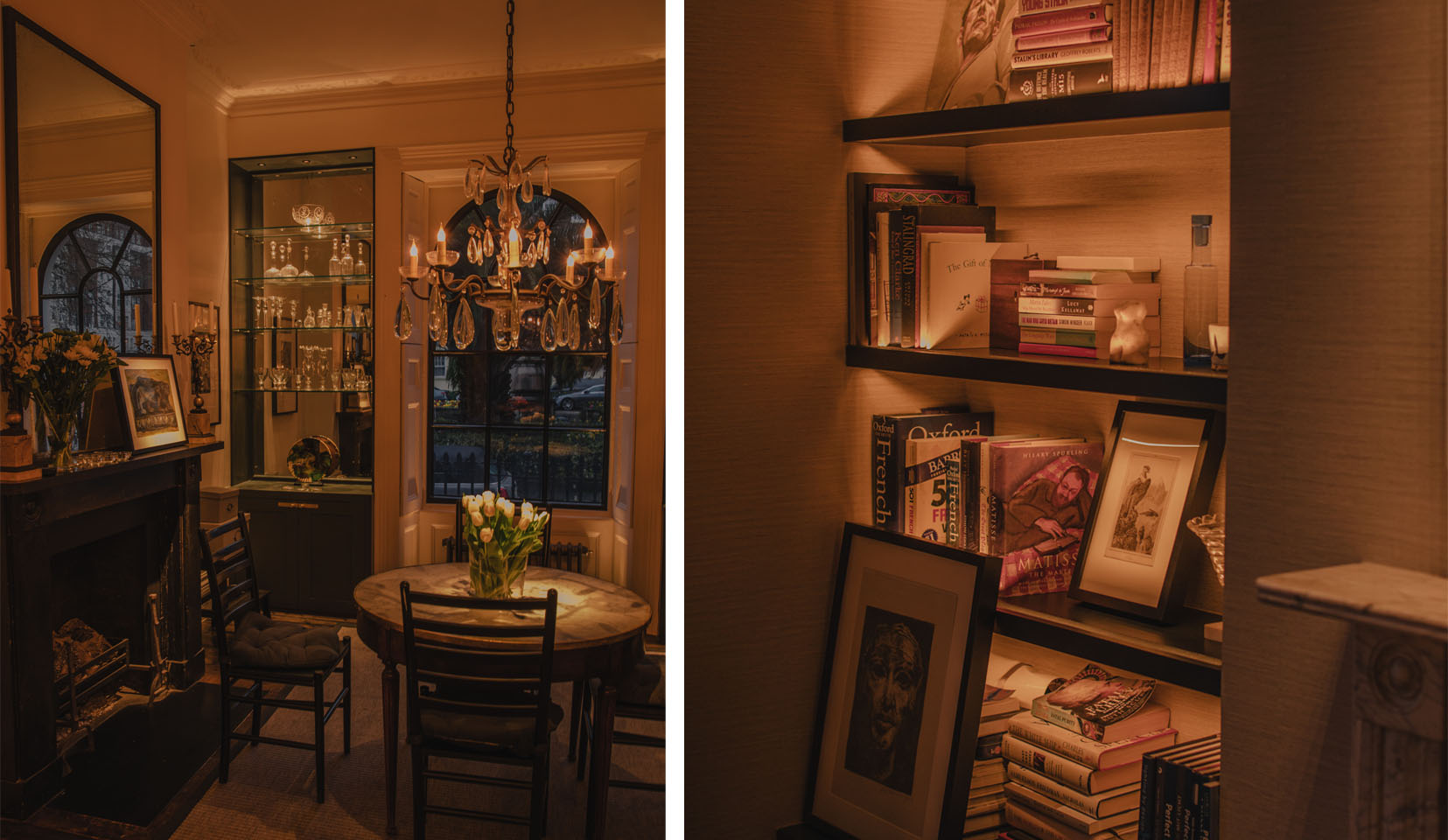 living room lighting scheme and lighting to book shelves